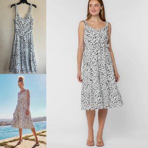 VELVET HEART Women's Jezebelle White Black Print V-Neck Midi Summer Dress S 108